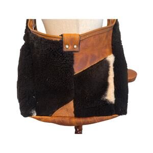 Maven Shearling Sheepskin & Leather Large Sling Bag – Western Country Style, EUC